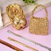 trapillo poliester simil eco cuero metalizado t shirt yarn crochet ovillo 100grs color bronce 7