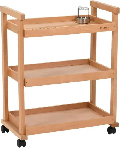 carrito rodante profesional para suministros arte madera maciza haya meeden 3 cajones 0