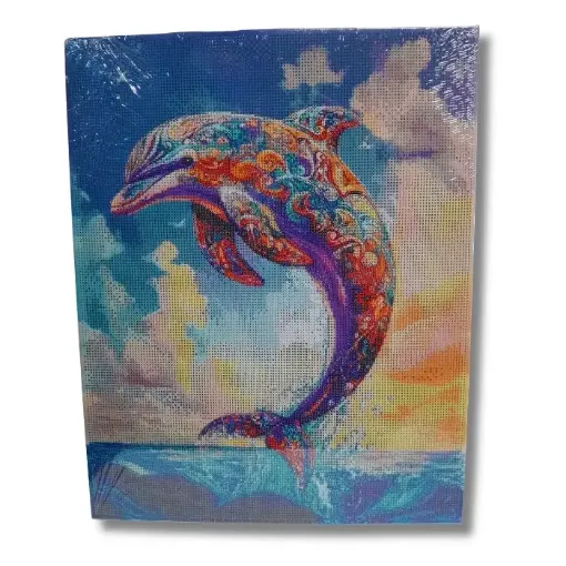 pintura diamantes 5d bastidor cuadrado 40x50cms motivo delfin 0