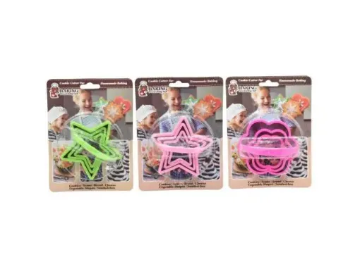 set 3 cortantes moldes plastico para galletitas masas formas geometricas 16x12cms 0