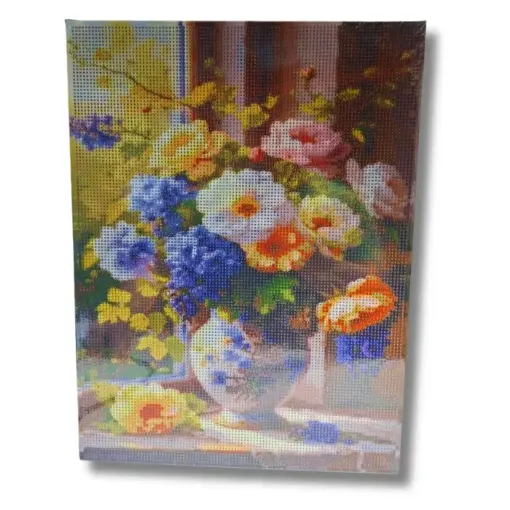 pintura diamantes 5d bastidor cuadrado 30x40cms motivo florero 0
