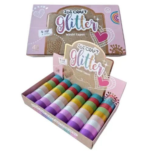 cinta adhesiva decorativa washi tape ibi craft rollode 15mm 4mts colores glitter brillantina por unidad 0