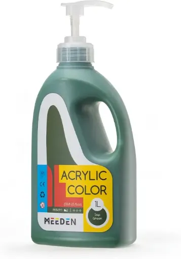 pintura acrilica versatil multiuso meeden envase dispensador 1lt color verde sapo sap green 0