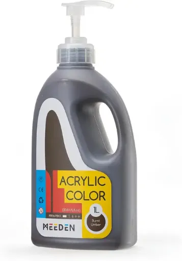 pintura acrilica versatil multiuso meeden envase dispensador 1lt color tierra quemada burnt umb 0