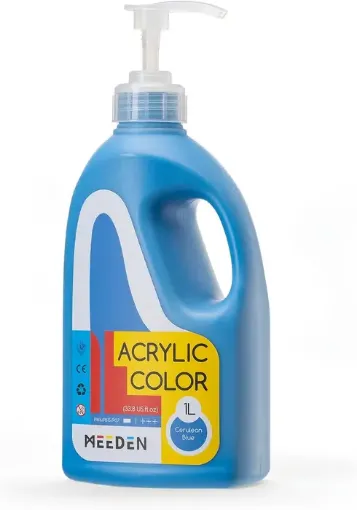 pintura acrilica versatil multiuso meeden envase dispensador 1lt color azul ceruleo blue 0