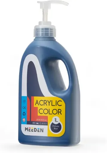 pintura acrilica versatil multiuso meeden envase dispensador 1lt color azul ftalo phtalo blue 0