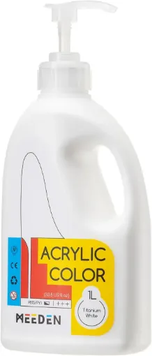 pintura acrilica versatil multiuso meeden envase dispensador 1lt color blanco titanio white 0