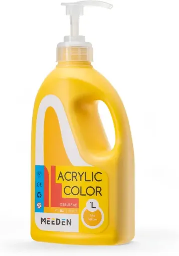 pintura acrilica versatil multiuso meeden envase dispensador 1lt color amarillo medio mid 0