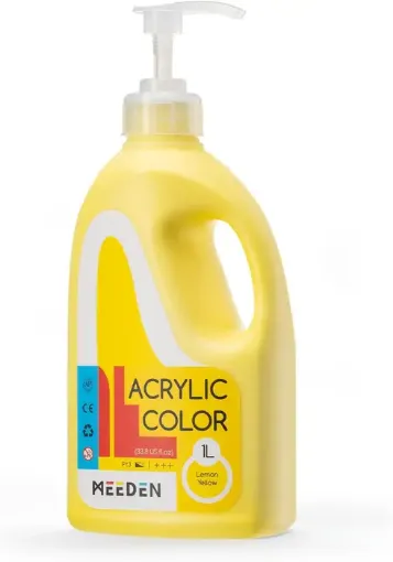 pintura acrilica versatil multiuso meeden envase dispensador 1lt color amarillo limon lemon 0
