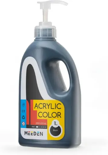 pintura acrilica versatil multiuso meeden envase dispensador 1lt color negro black 0