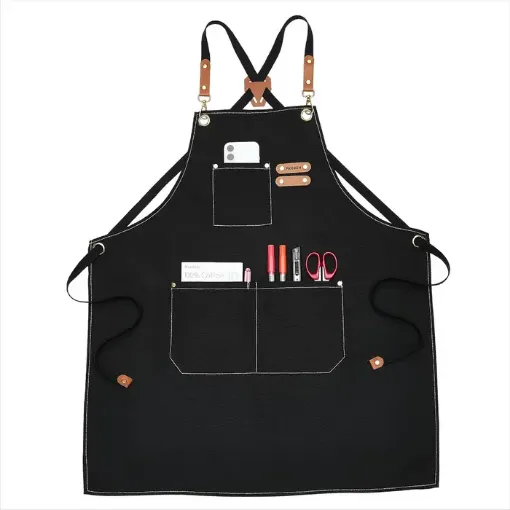 delantal profesional para pintar impermeable 3 bolsillos meeden medida 76x67cms color negro 0