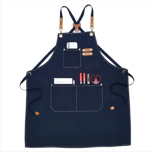 delantal profesional para pintar impermeable 3 bolsillos meeden medida 76x67cms color azul marino 0