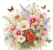 kit para bordar punto cruz 32cms incluye tela hilos agujas sin bastidor motivo impreso ramo flores 0