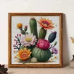 kit para bordar punto cruz 30x30cms incluye tela hilos agujas sin bastidor motivo impreso cactus 2
