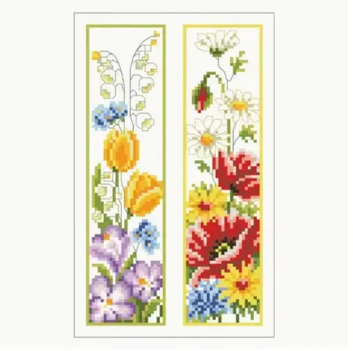 kit para bordar punto cruz set 2 marcadores 18x15cms motivo floral 0
