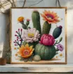 kit para bordar punto cruz 30x30cms incluye tela hilos agujas sin bastidor motivo impreso cactus 3