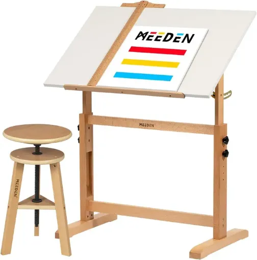 mesa dibujo ajustable profesional madera maciza haya meeden afd 6063 blanca banco regulable 0