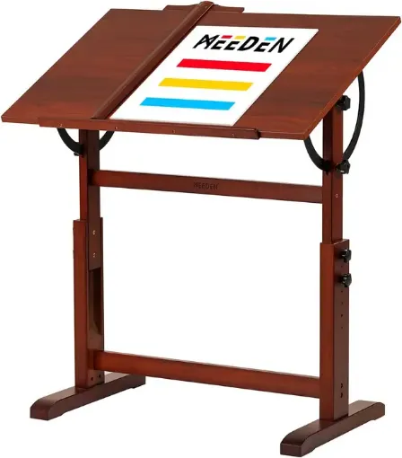 mesa dibujo ajustable profesional madera maciza meeden 90x60x83 95cms afd 6062 nogal oscuro 0