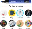 set 12 marcadores acrilicos profesionales punta reversible 0 5mm 1mm 2mms meeden x12 colores 6