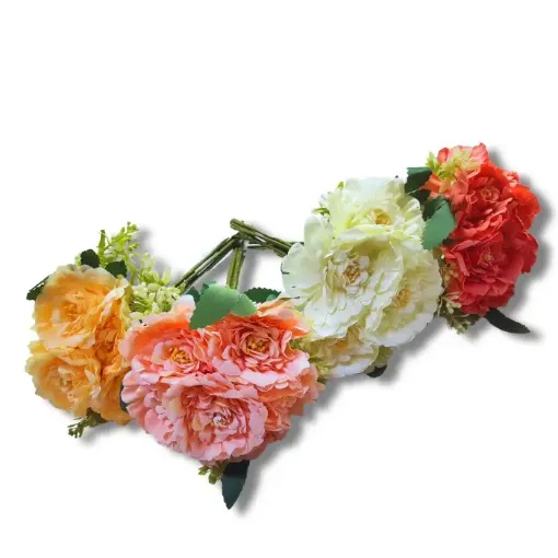ramo flores artificiales bouquet gardenia x7 medida 27cms follaje varios colores 0