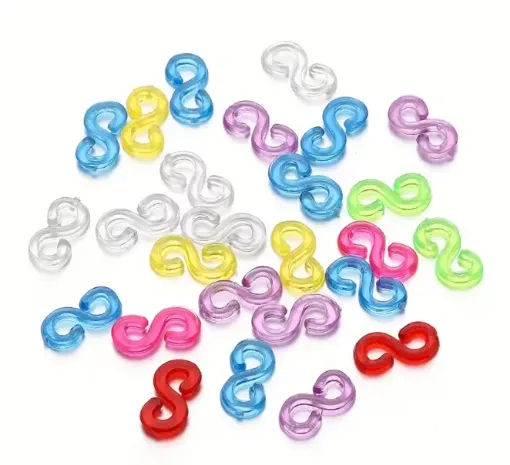 conectores flexibles para bijouterie loom band pulseras medida 11x6mms set 100 unidades multicolor 0