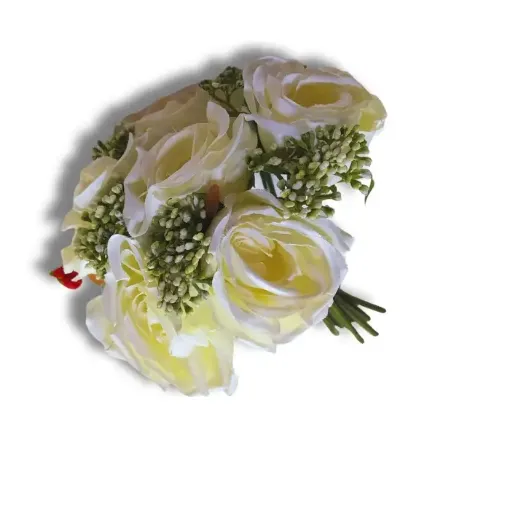 ramo flores artificiales bouquet rosas x6 medida 23cms ilusion plastica color blanco 0