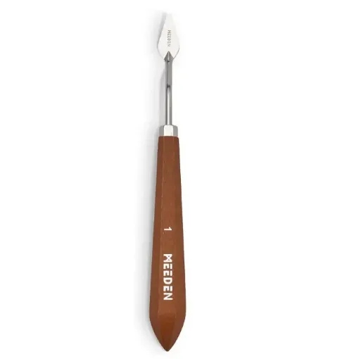 espatula metalica cromada mango madera profesional meeden modelo 3014 01 paleta 27mms 0