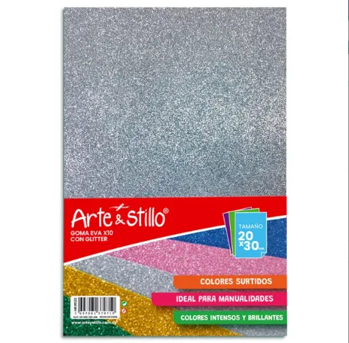 goma eva adhesiva glitter 1 5mms arte stillo medida a4 20x30cms set 10 colores brillantes 0