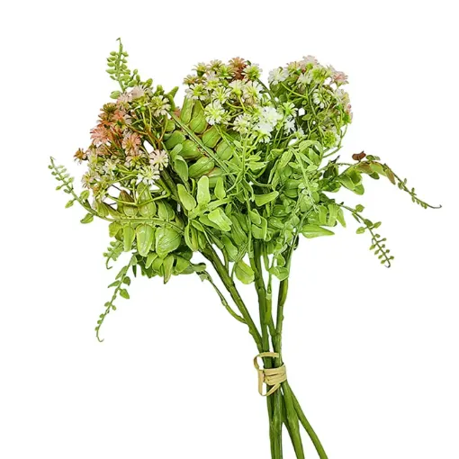 ramo flores artificiales ilusion helecho x5 varas 37cms varios colores 0