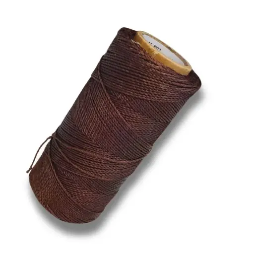 hilo polyester cordon encerado fino linhasita 100grs 150mts color marron chocolate 273 0
