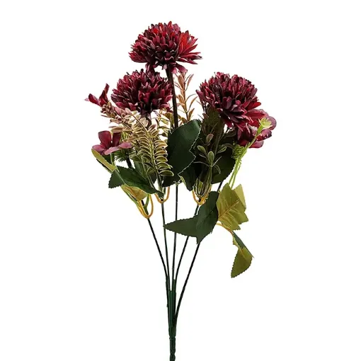 atado flores artificiales crisantemos x3 flores medida 36cms color vino 0