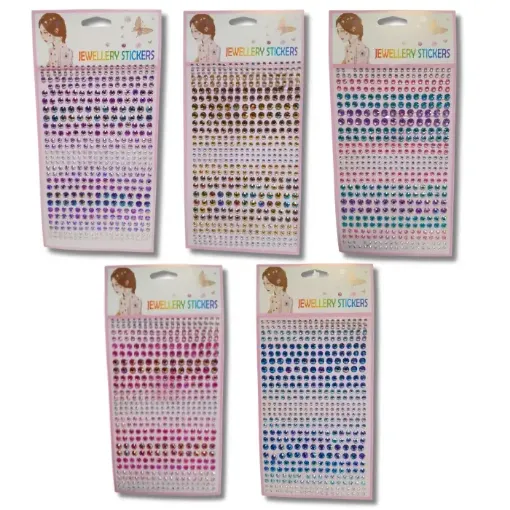 sticker adhesivo jewellery stickers 11x23cms piedras facetadas colores varios motivos 0