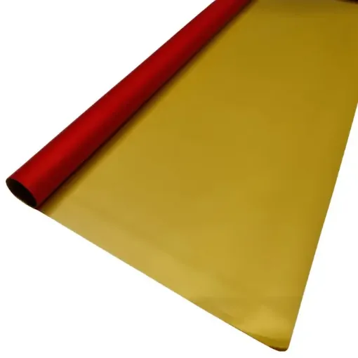 papel coreano doble faz medida 53x56cms rojo dorado 0