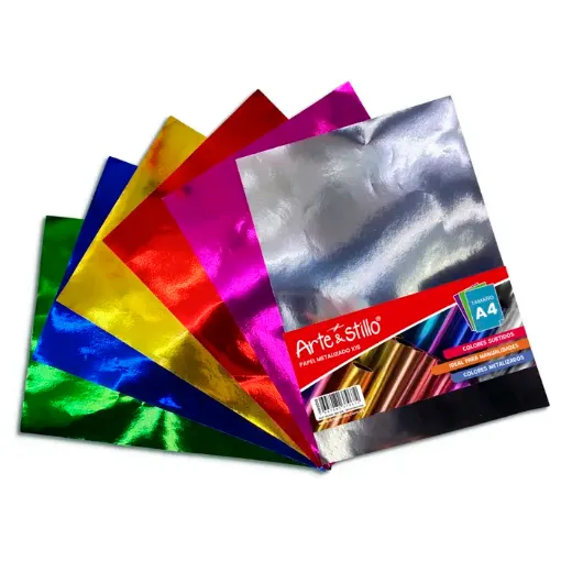 papel metalizado a4 20x30cms arte stillo por 10 unidades varios colores lisos 0