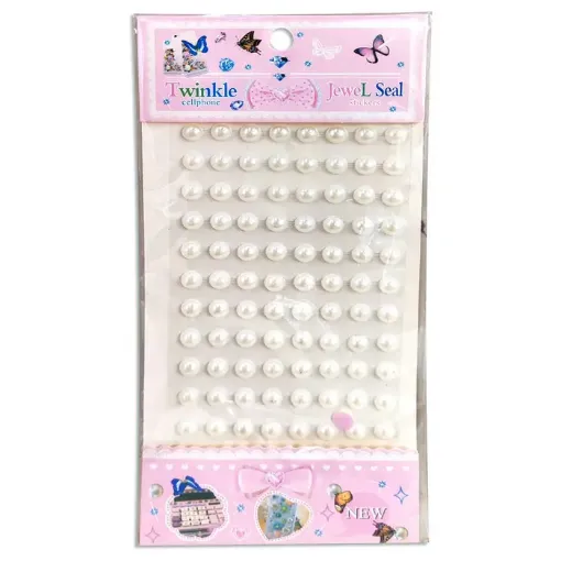 sticker adhesivo twinkle jewel seal 10x23cms forma media perla color blanco 0