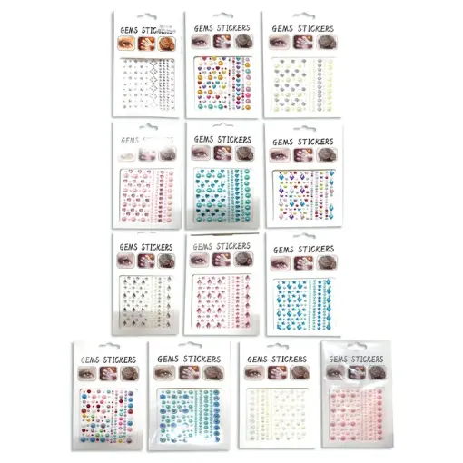 sticker adhesivo gems stickers 11x17cms varias combinaciones colores 0