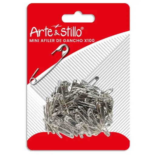 alfileres gancho mini arte stillo set x100 unidades color plata 0
