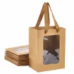 bolsa papel visor asa cinta tela medida 20x15x10 5cms color kraft por 12 unidades 0