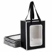 bolsa papel visor asa cinta tela medida 20x15x10 5cms color negro blanco por 12 unidades 0