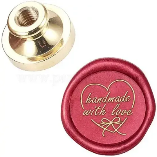 sello para estampar cera cabeza intercambiable sin mango 25mms modelo hande made with love 0