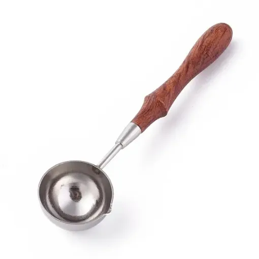 cuchara herramienta para fusion derretir cera para sellos vintage mango madera 116x30mms platino 0
