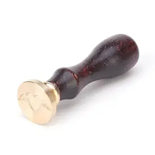 sello para estampar cera 25mms mango madera modelo corazon alas 0
