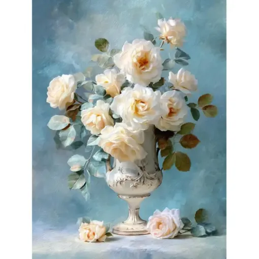 pintura diamantes 5d bastidor cuadrado 30x40cms motivo florero 0