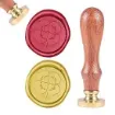 sello para estampar cera 25mms mango madera modelo flor 4 petalos 0