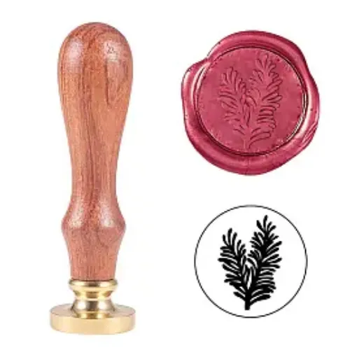 sello para estampar cera 25mms mango madera modelo botanica 0