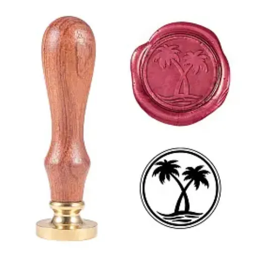 sello para estampar cera 25mms mango madera modelo palmeras 0