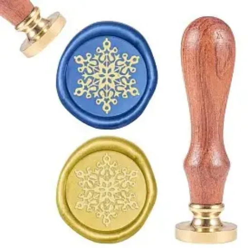 sello para estampar cera 25mms mango madera modelo copo nieve 0