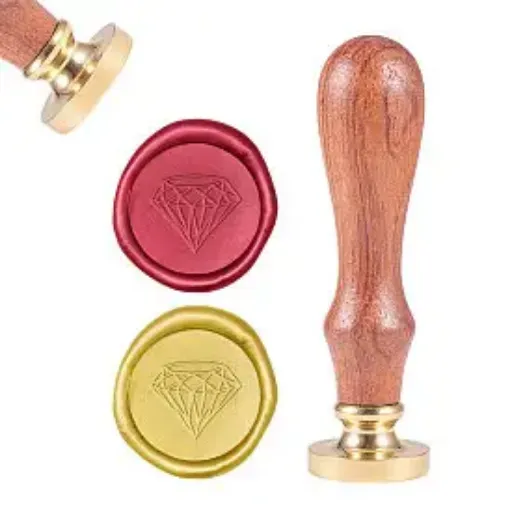 sello para estampar cera 25mms mango madera modelo diamante 0