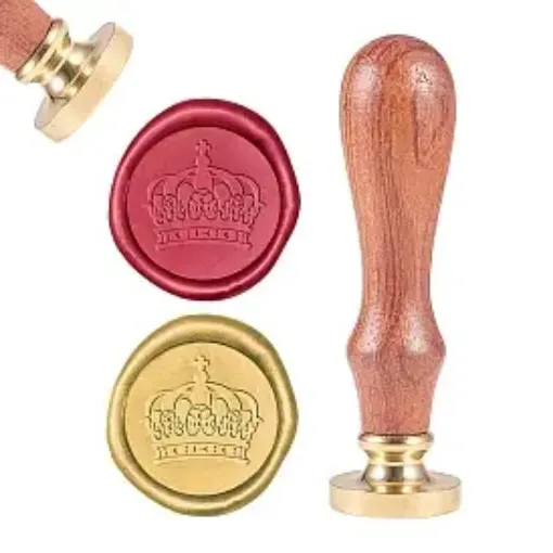 sello para estampar cera 25mms mango madera modelo corona 0