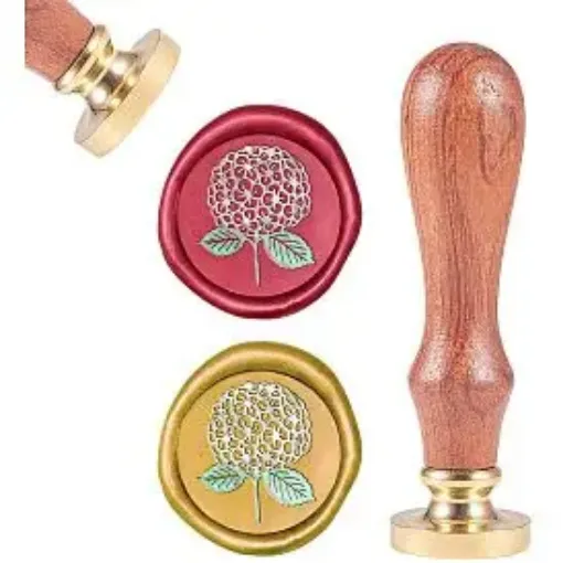 sello para estampar cera 25mms mango madera modelo hortensia 0